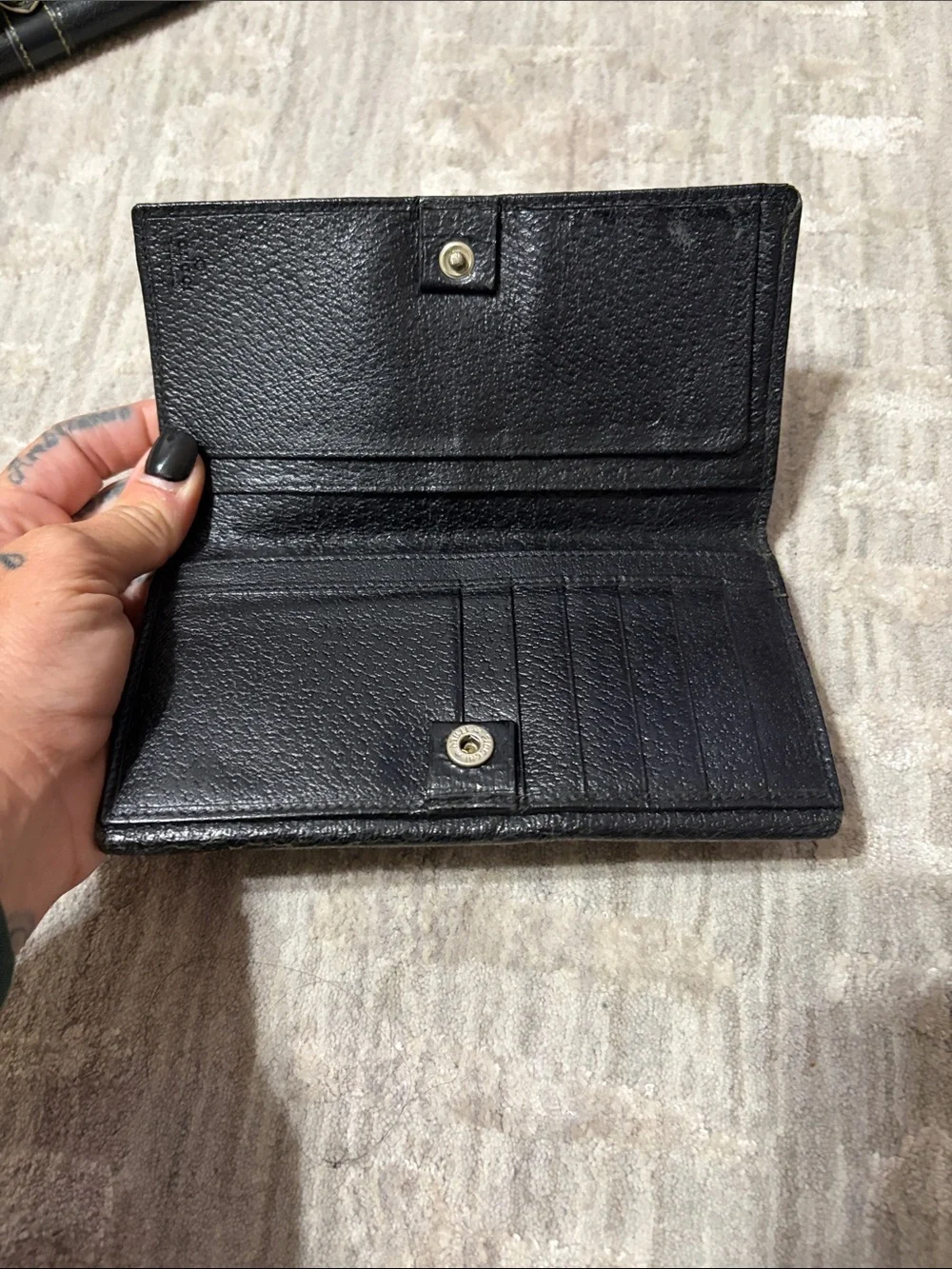 Gucci Black Leather Wallet with Elastic Strap